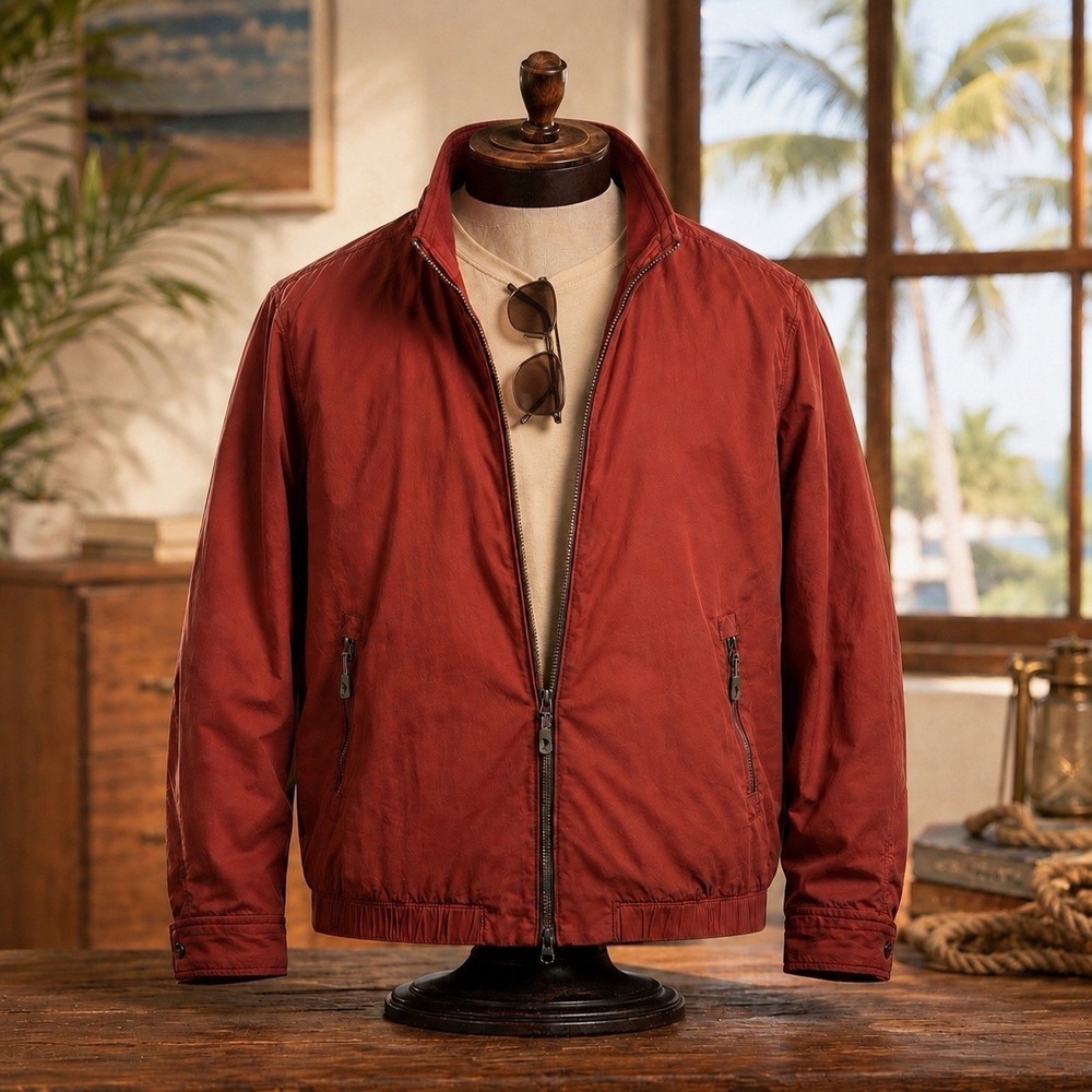 Vintage Tommy Bahama XL Burgundy Harrington Bomber Golf Jacket Full Zip